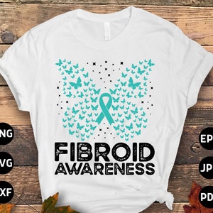 Fibroid Awareness Svg Png, Butterfly Fibroid Svg, Teal Ribbon Svg Cricut Sublimation Designs