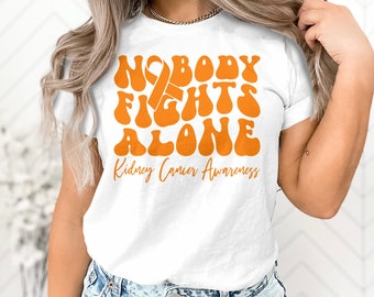 Kidney Cancer Awareness Svg Png, Nobody Fights Alone Svg, Orange Ribbon Svg Cricut Cut File Sublimation Design