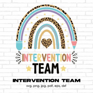 Intervention Team Leopard Rainbow SVG PNG, School Elementary Interventionist Png, School Intervention Specialist Svg, Back to school SVG