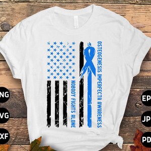 Osteogenesis Imperfecta Awareness Svg Png, Flag Nobody Fights Alone Svg Cricut Png Sublimation Designs