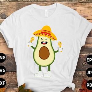 Cinco De Mayo Svg Avocado Png, Avocado Maracas Svg, Mexican Fiesta Svg, Funny Mexican Hat Sombrero Svg Cricut File Sublimation Design