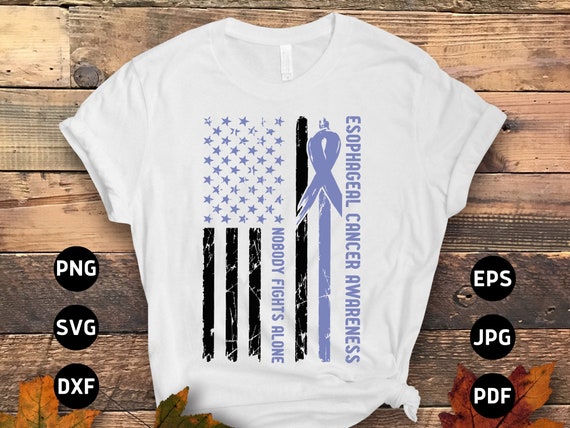 Esophageal Cancer Awareness T-Shirt American Flag Distresse Esophageal Cancer Awareness T-Shirt American Flag Distresse