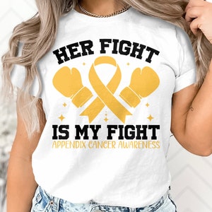 Appendix Cancer Awareness Svg Png, Her Fight is My Fight Svg, Amber Ribbon Svg Cricut File Png Sublimation Designs