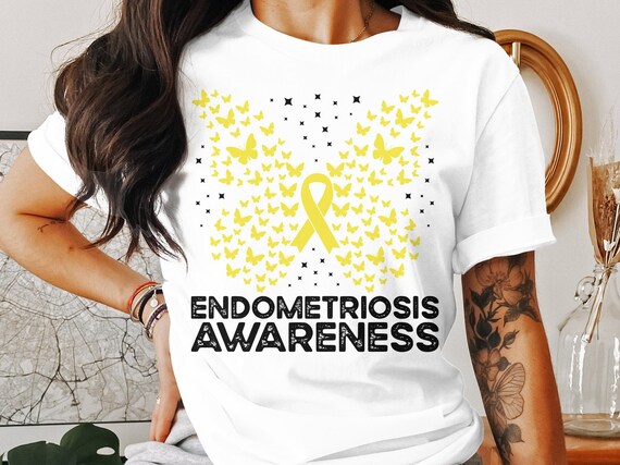 Butterfly Yellow Ribbon Endometriosis Awareness Shirt Women Butterfly Yellow Ribbon Endometriosis Awareness Shirt Women