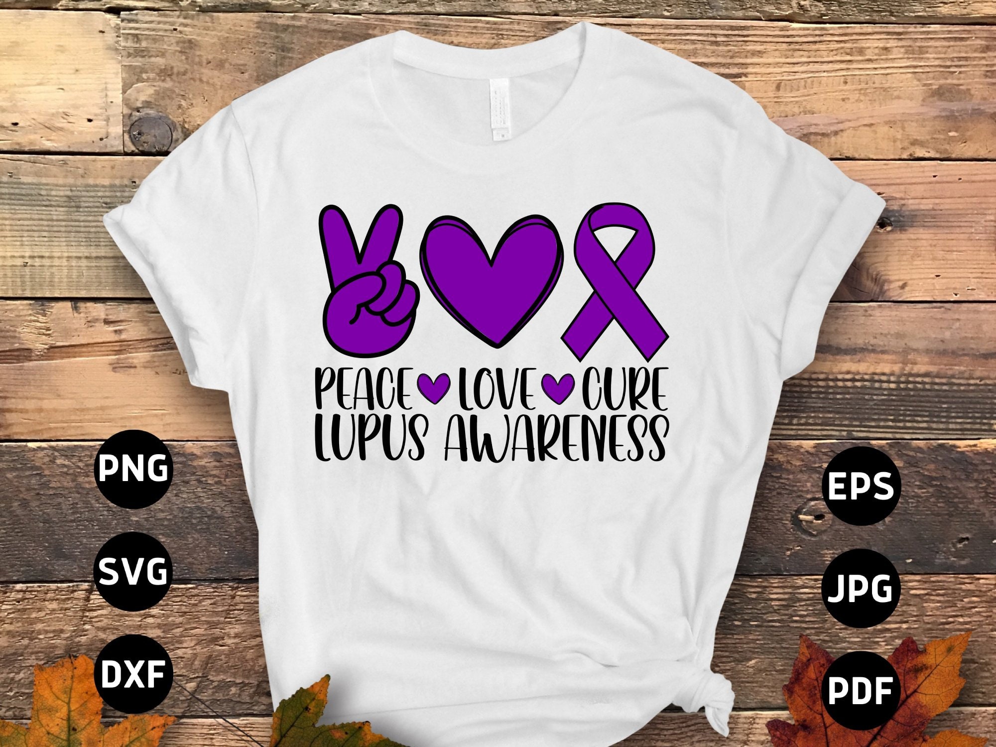 Peace Love Cure Lupus Awareness T-Shirt Lupus Purple Ribbon Peace Love Cure Lupus Awareness T-Shirt Lupus Purple Ribbon