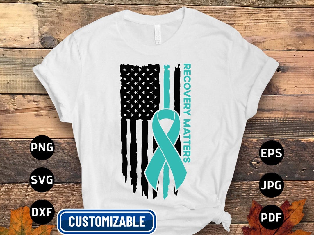 Addiction Recovery Awareness Svg Png, Recovery Matters Svg, Teal Ribbon ...