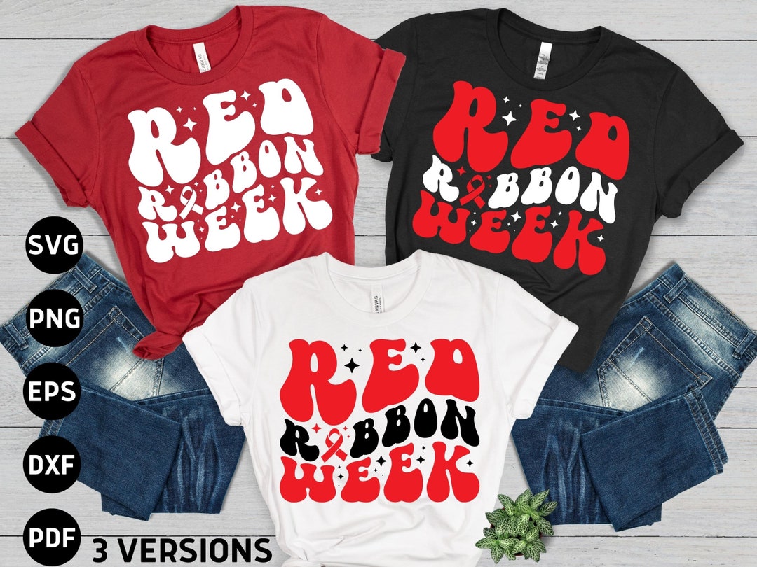 Wavy Text Red Ribbon Week Svg Png, Red Ribbon Week Svg, Drug Free Svg ...