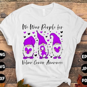 Vulvar Cancer Awareness Svg Png, We Wear Purple for Vulvar Cancer Svg, Purple Ribbon Svg Cricut Sublimation Design