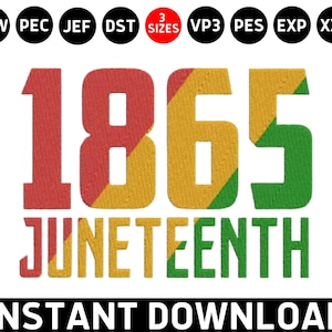 Vier Juneteenth borduurwerk, 1865 juni DST, Afro-Amerikaanse PES-bestand, 19 juni 1865 Machine borduurwerk ontwerpbestand afbeelding 1
