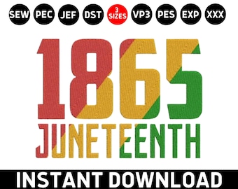 Vier Juneteenth borduurwerk, 1865 juni DST, Afro-Amerikaanse PES-bestand, 19 juni 1865 Machine borduurwerk ontwerpbestand