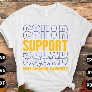 Down Syndrome Support Squad Svg, Down Syndrome Awareness Svg Png, Blue Yellow Ribbon, World Down Syndrome Day Svg Cricut Sublimation