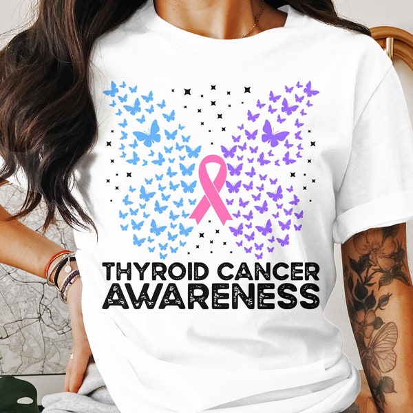 Thyroid Cancer Awareness Svg Png, Thyroid Cancer Butterfly Svg, Thyroid Cancer Support Svg Cricut Sublimation Designs