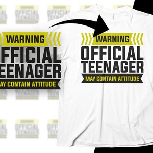 Teenager Svg Png, 13th Birthday Svg, Warning Official Teenager Svg, Funny Teenager Gifts, Thirteen Birthday Svg Cut File Cricut Sublimation