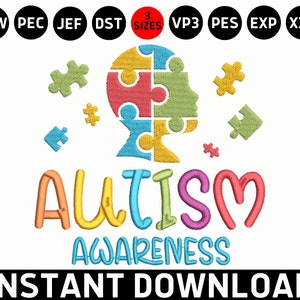 Ricamo autistico, applique autistico DST, disegno ricamo macchina per la consapevolezza dell&#39;autismo, nastro pezzo puzzle