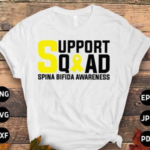 Spina Bifida Awareness Svg Png, Support Squad Svg, Yellow Ribbon Svg Cricut Sublimation Design