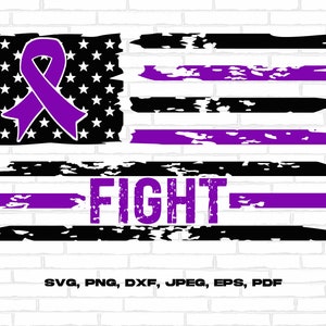 Chiari Malformation Flag Svg Png, Fight USA Flag Svg, Chiari Support Svg, chiari awareness Png, Purple Ribbon Svg Cricut File Sublimation