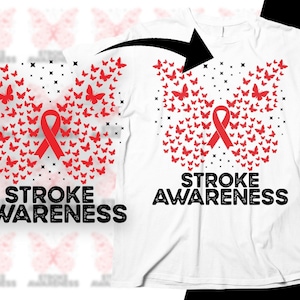 Stroke Awareness Svg Png, Stroke Awareness Butterfly Svg, Red Ribbon ...