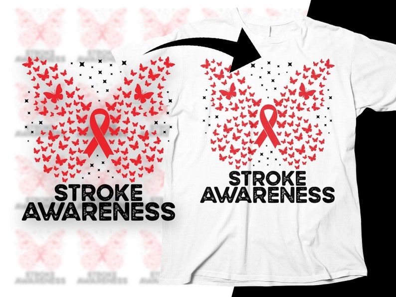 Stroke Awareness Svg Png, Stroke Awareness Butterfly Svg, Red Ribbon ...