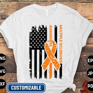 Multiple Sclerosis Awareness Svg Png, Multiple Sclerosis Flag Svg, Orange Ribbon Svg, MS Support Cricut Cut File Sublimation Designs