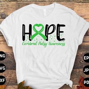 Cerebral Palsy Awareness Svg Png, Cerebral Palsy Hope Svg, Green Ribbon Svg Cricut Cut File Sublimation Designs