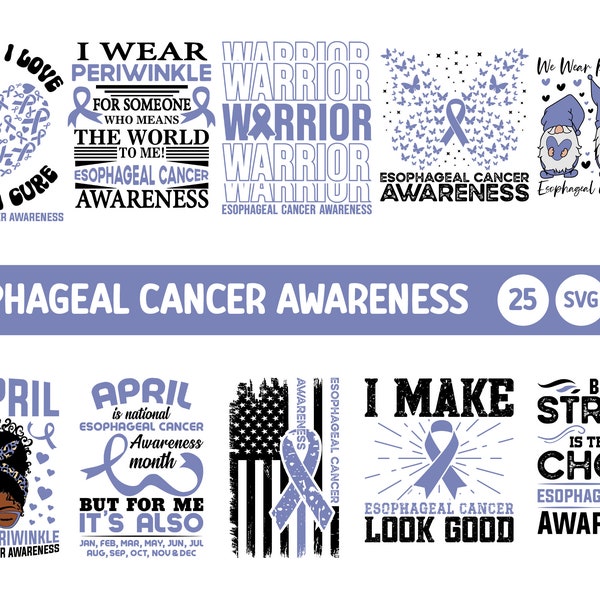 Esophageal Cancer Awareness Svg Bundle, Esophageal Cancer Awareness Png Bundle, Esophageal Cancer Warrior Survivor Svg, Esophageal Support