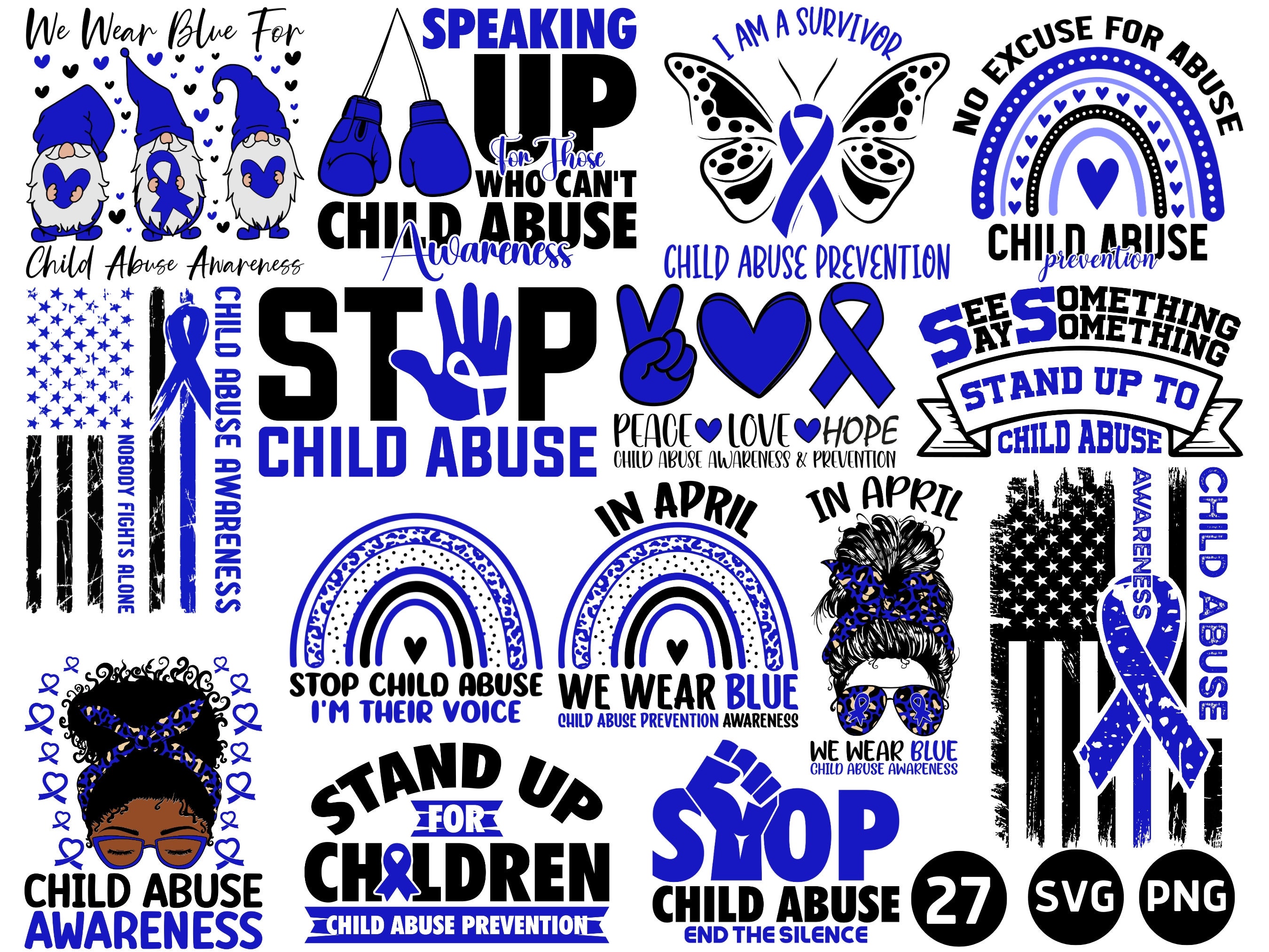 Child Abuse Svg Png Bundle, Child Abuse Prevention Awareness
