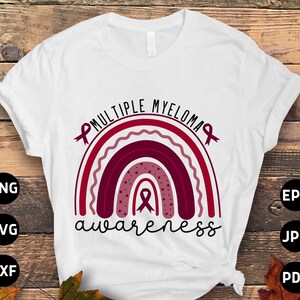 Multiple Myeloma Awareness Svg Png, Multiple Myeloma Awareness Rainbow Svg, Burgundy Ribbon Svg, Multiple Myeloma Cancer Svg Sublimation
