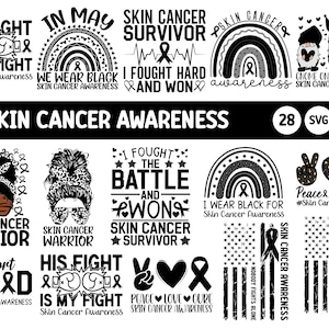 Skin Cancer Awareness Svg Bundle, Skin Cancer Awareness Png Bundle, Melanoma Awareness Svg Png, Melanoma Warrior Support Family Sublimation