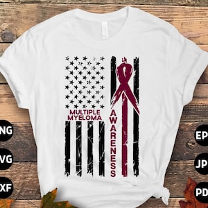 Multiple Myeloma Awareness Svg Png, Multiple Myeloma Usa Flag Svg, Burgundy Ribbon Svg, Multiple Myeloma Cancer Svg Sublimation