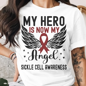 Sickle Cell Awareness Svg Png, My Hero Is Now My Angel Svg Png, Burgundy Ribbon Svg Cricut Sublimation Design