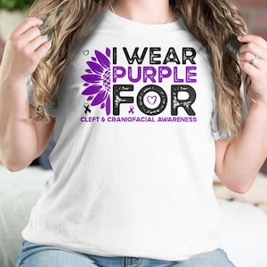 Cleft Craniofacial Awareness Svg Png, I Wear Purple for Cleft Sunflower Svg, Purple Ribbon Svg, Cleft Palate Support Sublimation Design