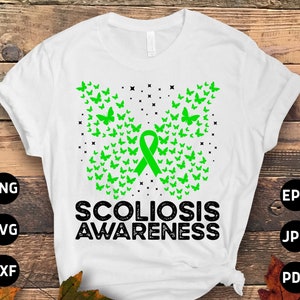 Scoliosis Awareness Svg Png, Scoliosis Butterfly Svg, Green Ribbon Svg, Scoliosis Spine Support Svg Cricut File Sublimation Design