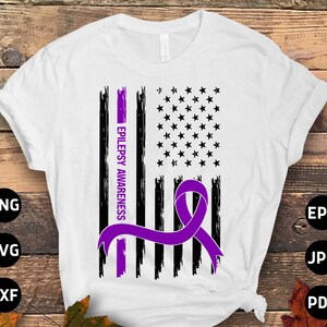 Epilepsy Awareness Svg Png, Epilepsy Awareness Flag Svg, Purple Ribbon Svg Cricut Cut File Sublimation