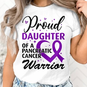 Proud Daughter of a Pancreatic Cancer Warrior Svg, Pancreatic Cancer Awareness Svg Png, Purple Ribbon Svg Cricut File Png Sublimation Design