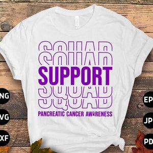 Pancreatic Cancer Support Squad Svg, Pancreatic Cancer Awareness Svg Png, Purple Ribbon Svg Cricut Cutting File Png Sublimation Design