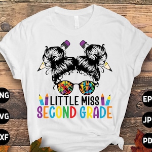 Little Fräulein 2nd Grade Mädchen-Svg-Png, 2nd Grade Back to School-Svg, Mädchen-Brötchen-zweite Klasse 1st Day of School SVG Cricut Sublimation Design