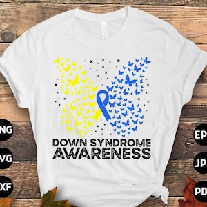 Down Syndrome Awareness Svg Png, Down Syndrome Butterfly Svg, Blue Yellow Ribbon Svg, World Down Syndrome Day Svg Cricut Sublimation Designs