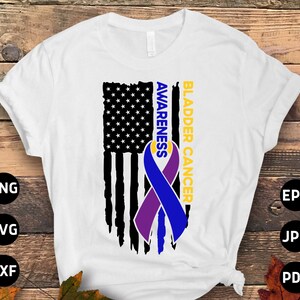 Bladder Cancer Flag Svg, Bladder Cancer Awareness Svg Png, Bladder Cancer Ribbon Support Svg Cricut File Sublimation Design