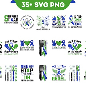 IHHAwareness Svg Png Bundle, Idiopathic Intracranial Hypertension Svg, Pseudotumor Cerebri Awareness Warrior Flag Cricut Sublimation Designs
