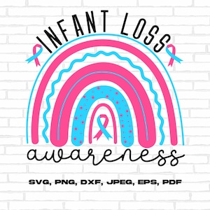 Rainbow Infant Loss Awareness Svg, Pink and Blue Ribbon Svg Cricut Sublimation Design