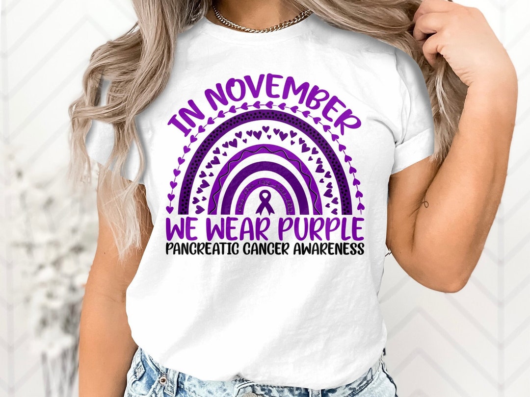 In November We Wear Purple Pancreatic Cancer Rainbow Svg, Pancreatic ...