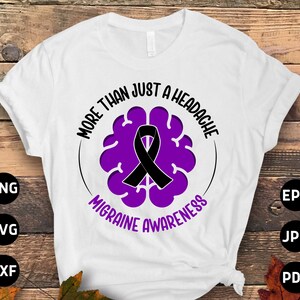 Migraine Awareness Svg Png, More Than Just A Headache Migraine Svg, Purple Ribbon, Chronic Headache Pain Support Cricut Sublimation Design