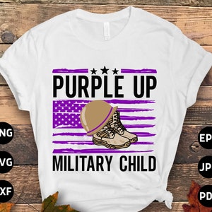 Flag Purple Up Military Child Svg Png, Month of the Military Child Svg, Purple Ribbon Svg Cricut Cut File Sublimation Design