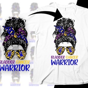 Bladder Cancer Warrior Messy Bun Svg, Bladder Cancer Awareness Svg Png, Bladder Cancer Ribbon Support Svg Cricut File Sublimation Design