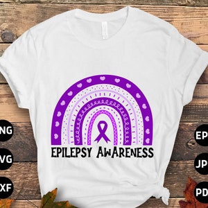 Epilepsy Awareness Svg Png, Epilepsy Awareness Rainbow Svg, Purple Ribbon Svg Cricut Cut File Sublimation