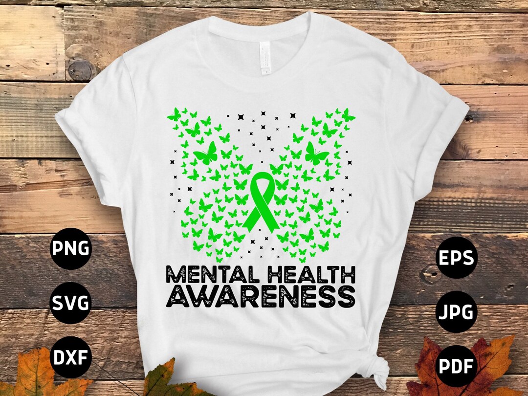 Mental Health Awareness Svg Png, Mental Health Butterfly Svg, Green ...