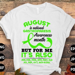 Gastroparesis Awareness Svg Png, August Is National Gastroparesis Awareness Month Svg, Green Ribbon Svg, Gastroparesis Support Sublimation