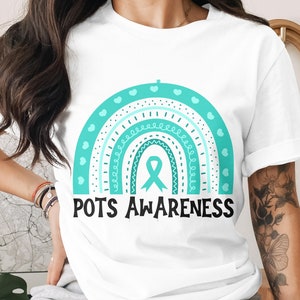 Pots Awareness Rainbow Svg Png, POTS Syndrome Svg, Turquoise Ribbon Svg ...