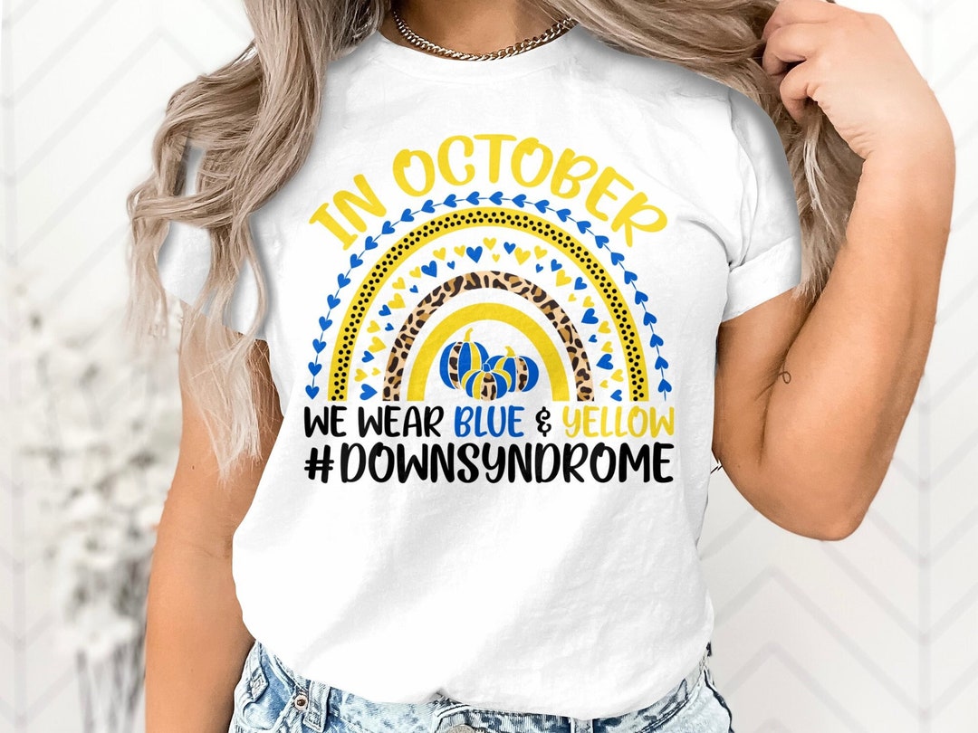 Pumpkin Down Syndrome Awareness Svg Png, in October We Wear Blue and ...