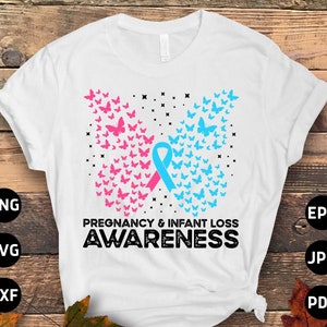 Infant Loss Butterfly Svg, Pregnancy and Infant Loss Awareness Svg Png, Pink and Blue Ribbon Svg Cricut Sublimation Design